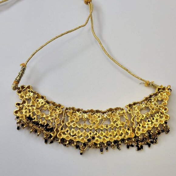 Black and Gold Choker Necklace Ethnic Indian Necklace - Picture 6 of 12